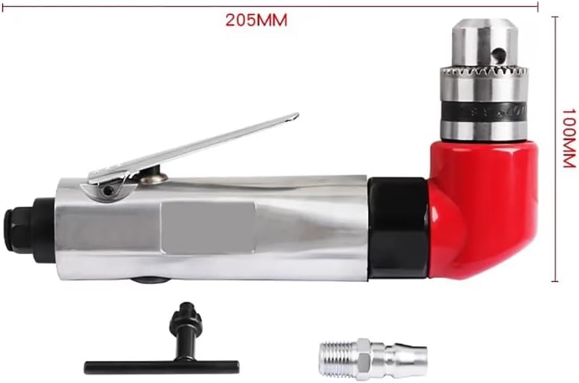 iDili Pneumatic Right Angle Drill - Handheld Air-Powered Hole Punch with 1.5-10MM Three-Jaw Chuck