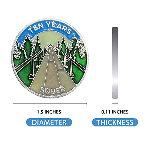 Image of The Achieve Mint 10 Years Sober Token | Ten Years Sober Chip | Non-AA Gift, Non-Religious Medallion for Men and Women Celebrating Sobriety