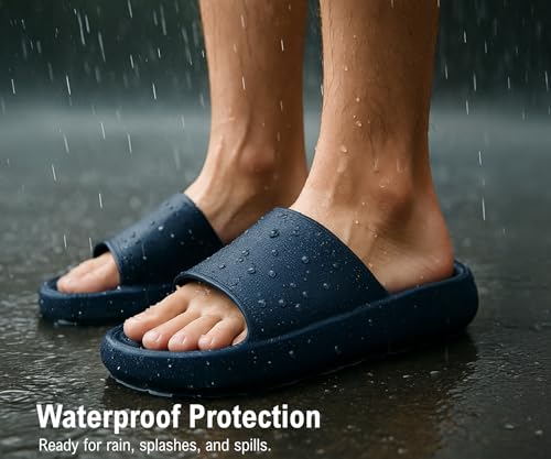 Image of Kraasa Cloudfoam Pillow Slippers for Men Non Slip Quick Drying Shower Slides Bathroom Sandals | Ultra Cushion | Thick Sole