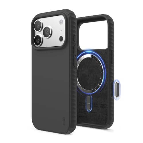 Image of elago Magnetic Ridge for iPhone 17 Pro Case, Premium Magnetic Silicone Case, Compatible with MagSafe, Liquid Silicone Material, Protective Cover, Shockproof, Slim Phone, 6.3 inch (Black)