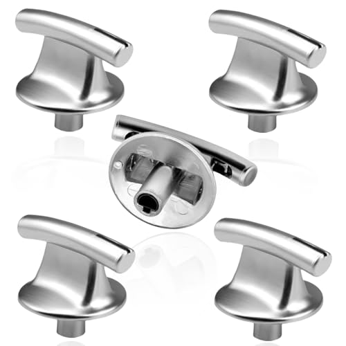 74007918 Burner Knobs (5PCS) - Compatible with Jenn-Air JEC8536ADF JEC8430ADF Compatible with Whirlpool WP7737P245-60 - Replacement Knob KIP 5D02 KIP 5002 - Sliver Gas Stove Control Knobs