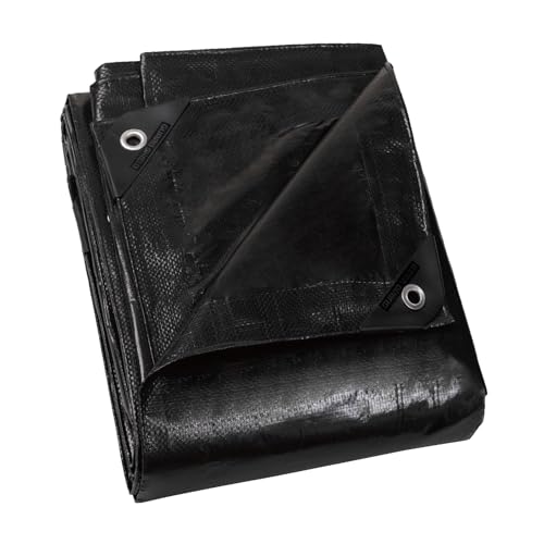 GUARD SHIELD Abdeckplane mit Ösen Wasserdicht 3m x 3m Schwarz Multifunktionale Polyester-Plane 120g/㎡ Gewebeplane Schutzplane Allzweckplane, Reißfest, UV-stabilisiert