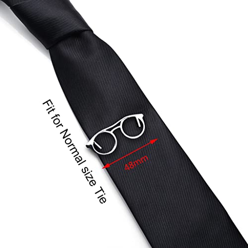 Honey Bear Mens Silver Glasses Tie Clip Bar For Normal Size Tie Gift 4.8Cm #TOP1