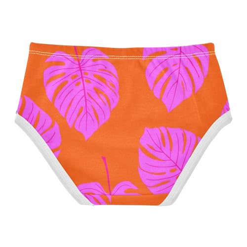 Cotton Girls Underwear Toddlers Orange Tropical Leaves Pink Panties Little Girl Fancy Kids Undies Briefs 2t2