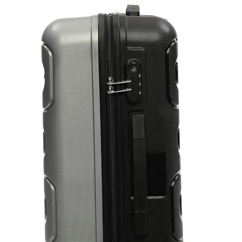 Image of Yayavar Tokyo Textured ABS Hard-Sided Suitcase Bag - 84L| Dual Color Trolley with 4 Spinner Wheels, Number Lock, Water Resistant | Luggage Bag for Travel (Silver & Black, 66cm, Medium)