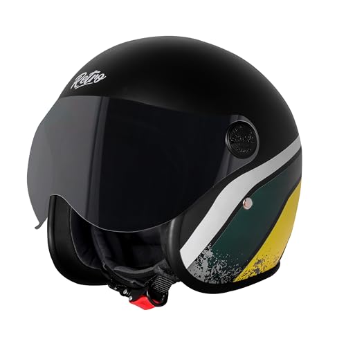 Image of Steelbird SBH-54 Retro Rustic ISI Certified Open Face Helmet for Women and Men Motorbike Helmet