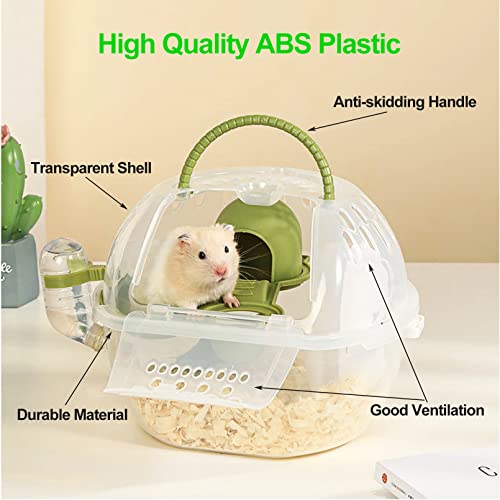Hamster Carrier, Portable Pet Carrier Cage, Travel & Outdoor Small Animal Carry Case, Multi-Functional Small Pet Cage With Water Bottle, Exercise Wheel And Toys For Hedgehog Sugar Glider Mice (Green) #TOP3