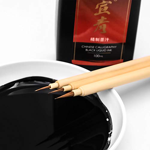 Artecho Chinese Calligraphy Brush, Calligraphy Sumi Brush 3 Size Langgui Maobi For Beginners To Practice Writing, Japanese Kanji, Perfect For Liner, Detail #TOP2