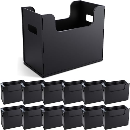 Dossiers de bureau portables format lettre lot de 12 classeurs suspendus noirs pour archivage