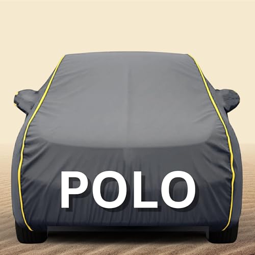 Image of 100% Waterproof Polo Car Cover Heavy Duty - Premium Polyester Car Body Cover, All Weather Outdoor Protection, UV Resistant, Dustproof, Windproof, Heat Resistant, Scratch Resistant (Grey)