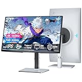 KEY TO COMBAT 27インチ 4K UHDゲーミングモニター FAST IPS 4K@160Hz /FHD@320Hzデュアルモード 1ms HDR400 sRGB125% 400cd/m² HDMI2.1*2 DP1.4*1 90W Type-C*1 前後チルト・左右スワベル・高さ調整・ピボット回転 工具不要 KVM分屏機能三年保証付き KTCモニター H27P6 白い