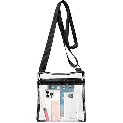 F-color Clear Bag Stadium Approved, Clear Purse for Womem,Clear Crossbody Concert Bag,Black