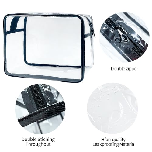 Clear Toiletry Bag, PVC Makeup Bag for Women, Spacious Clear Cosmetic & Toiletry Pouch，Large Transparent Makeup Pouch for Travel (Clear)3