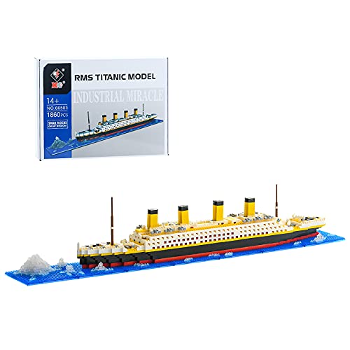 Tregoer 1860pcs Mini Blocks Titanic Model Kit,Micro Mini Building Bricks Titanic Toys Ship Block,Gift for Adults and Kids