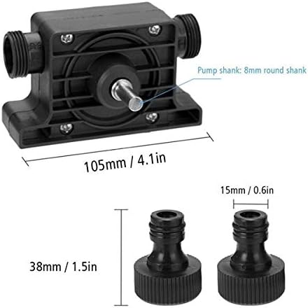 Miniatura 3 de Hosmide - Bomba de agua de vástago redondo de 0.315 in, bomba de taladro eléctrico portátil, bomba de transferencia autocebante, bomba de agua