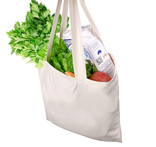 Organic Cotton Canvas Tote Bags Bulk - 12 Pack - Certified Organic Cotton Bags, Eco Friendly Reusable Canvas Totes For Crafts, Decorating, Heat Transfer, Grocery Shopping And More! #TOP2