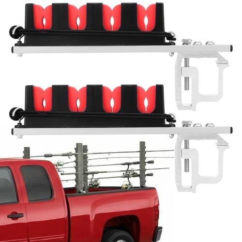 Seenelling 2 Pcs Fishing Rod Holders for Truck Bed 4-Rod Capacity Secure Clamp-on Design Fishing...