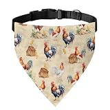 KEIAHUAN Funny Rooster Chicken Bandana for Dog Reversible Pet Bandana Collar with Quick Release Buckle Adjustable Dog Collar Scarf Kerchief Washable Bibs