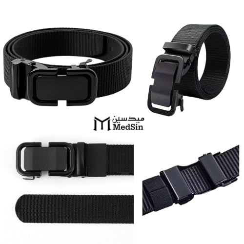 Image of Men's Nylon Fabric Belt for Men Auto Lock Formal Casual Boys Gents Width-35mm Waist Size 36 Inches or Under