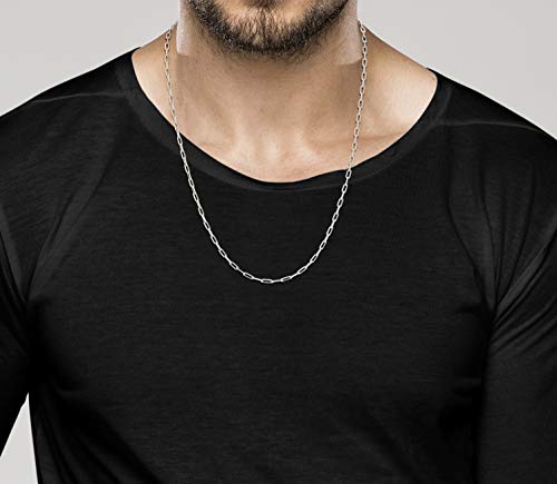 Image of Miabella Italian Solid 925 Sterling Silver, 18Kt Gold Plated 2.5mm Paperclip Link Chain Necklace for Women Men, Made in Italy