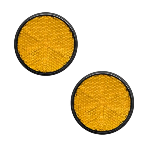 Image of povtii 2 PCS Motorcycle Warning Reflectors, M6x1.0 Waterproof Plastic Reflective Warning Reflector, Motorcycle Rear Safety Reflector with Screw, Universal Motorcycle Accessories (Round, Orange)