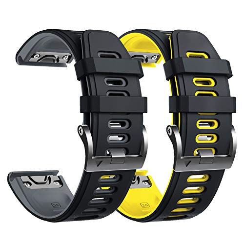 NotoCity Strap for Fenix 5x/6x/7x, 26mm Silicone Strap for Fenix 5x Plus/6x Pro/7x Pro/Fenix 3/HR, Descent MK1/2/3