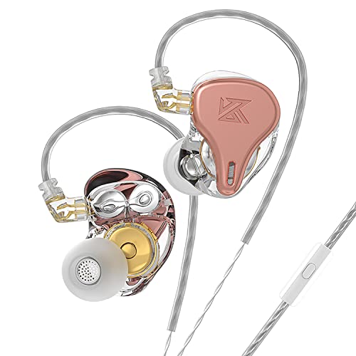 KZ x HBB DQ6S monitory douszne stworzone dla miłośników muzyki, przewodowy zestaw słuchawkowy/słuchawki, odłączane słuchawki HiFi, słuchawki douszne z redukcją szumów (różowe złoto (z mikrofonem))