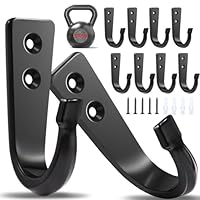 WODEGIFT 10Pcs Heavy Duty Wall Hooks for Hanging, Large Size Wall Hooks,Coat Hooks, for Backpacks, Coats, Cast Iron Pans and Other Heavy Items (Black Hooks)