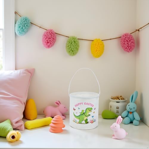 Image of Dinosaur Easter Bucket Easter Basket for Kids Baby Storage Basket Cute Toy Storage Bin Organizer Shelf Book Basket Easter Room Decor(Dinosaurs)
