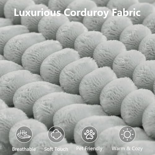 Image of 167.7 inch Sectional Cloud Couch for Living Room, Stupendous U Shaped Sofas, Modular Floor Deep-Seat Sofa, Big Comfy Corduroy Couches Set with Fluffy Memory Foam, No Assembly Required, Grey