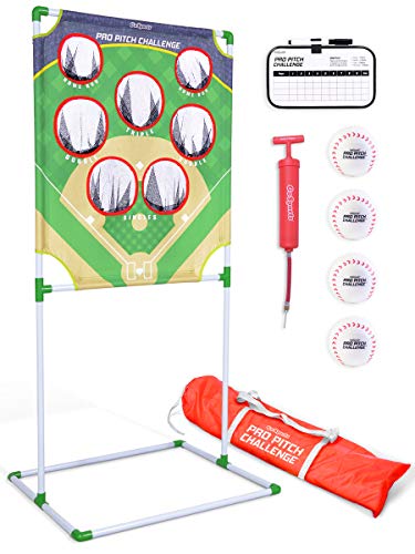 GoSports Pro Pitch Challenge Baseball Toss Game Set | Includes Target, 4 Baseballs