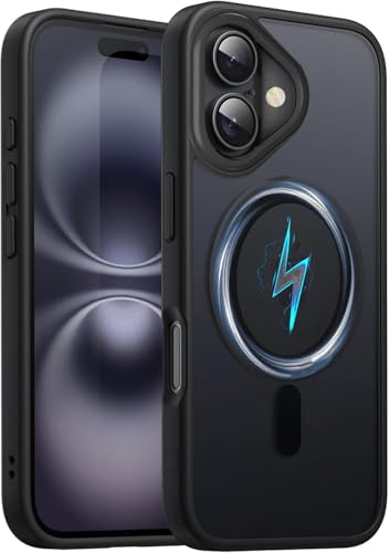 Image of VONZEE Magnetic Case Compatible with iPhone 16, MagSafe Compatible Translucent Matte Shockproof Protective Phone Cover, Slim Anti-Scratch Back Case for Men & Women, Black