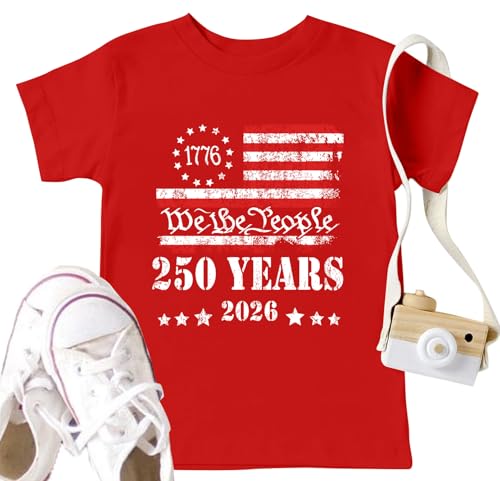 Image of CAZYCHILD Kids 250 Anniversary USA Shirts 250 Year American Flag Tshirt Boys and Girls Happy 250th Tee 4th of July Tops