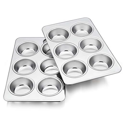 TeamFar Muffin Pan, 6 Cup Muffin Tins Pans for Baking, Cupcake Pan Tray Set Stainless Steel for Making Cakes Cornbread Quiche and More, Healthy & Non Toxic, Oven & Dishwasher Safe - Set of 2