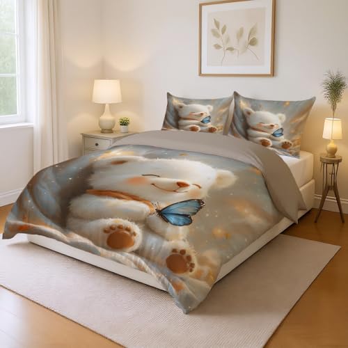 Colorido Suave Abeja Flor 260 x 240 cm Microfibra Funda Nórdica Suave Antialérgico Set Duvet Bedding Juego de Cama Ropa de Cama para Niños y Adultos