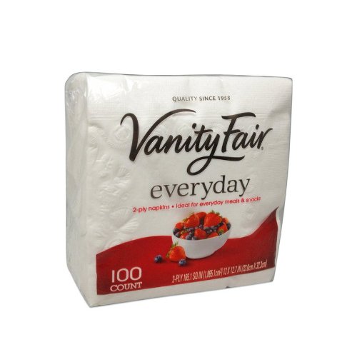 Vanity Fair Everyday 2-Ply Paper Napkins, 200 Count (Pack Of 2) - Soft Cloth-Like Texture, Classic White
