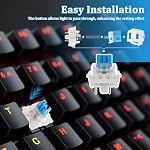 150 PCS Mechanical Keyboard Switches, Mechanical Gaming Keyboard, Clicky, Tactile, LED Compatible, Dustproof, Waterproof, DIY Replaceable Including Blue, Brown and Red Three Colors