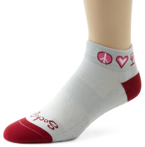 SockGuy Men's Ch Air Peace Love Wine Socks, Off-White, Small/Medium
