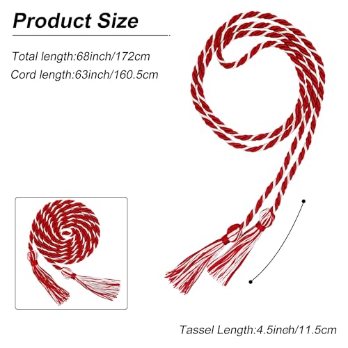 Image of GraduationMall Graduation Honor Cord 68 inch Redwhite