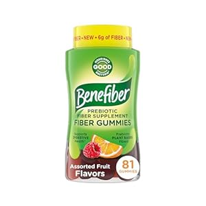 Benefiber Prebiotic Fiber Supplement Gummies for Digestive Health, Assorted Fruit Flavor – 81 Count