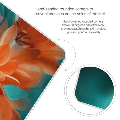 Báscula digital de baño con diseño floral en turquesa y naranja miniatura 4
