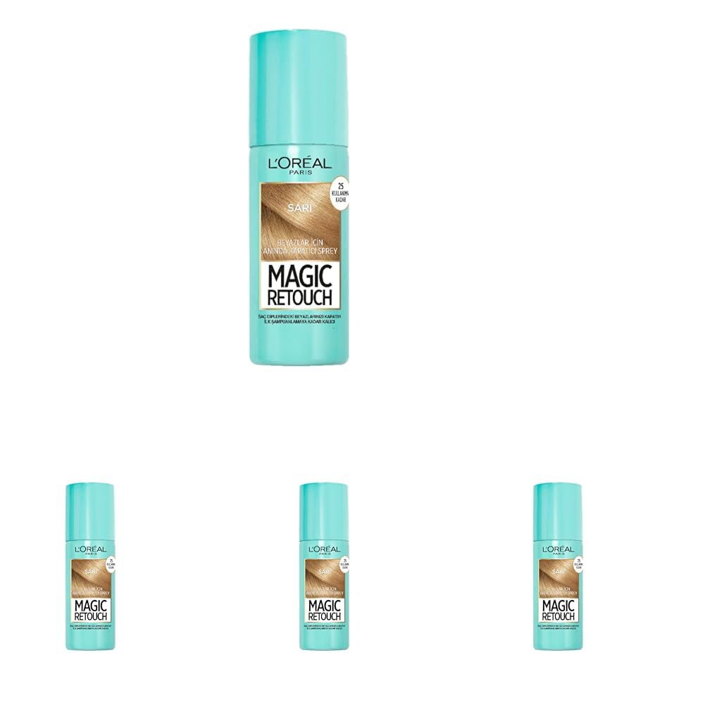L'Oreal Paris Magic Retouch Beyaz Saçlar İçin Kapatıcı Sarı Saç Spreyi 75 ml (4 paketi)