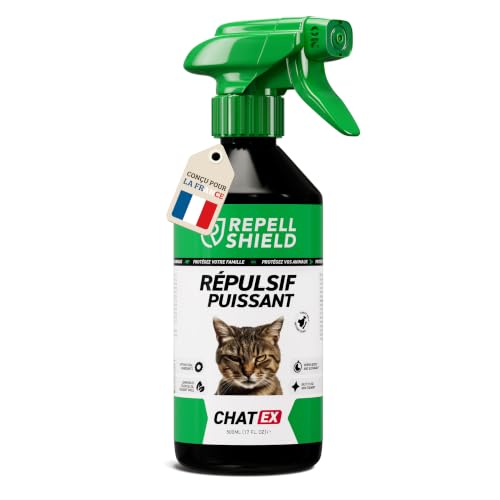 RepellShield® Répulsif Chat Extérieur & Intérieur -500ml- Non Tachant, Naturel, Dissuasif Inoffensif Anti Griffe & Anti Marquage Urinaire Chat - Protection...