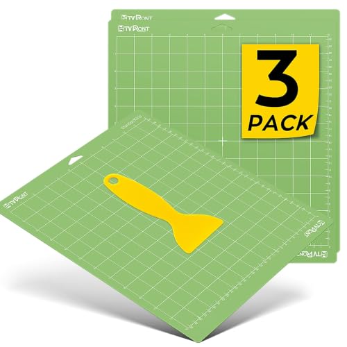 Image of HTVRONT Standard Stickness Cutting Mat, 12x12, 3 Pack, for Quitling | Compatible with Cricut Maker 3 /Maker 4 /Maker /Explore 3 /4 /5 /Air 2 /One, Standard Adhesive Sticky, Quilting Cutting Mats