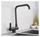 Grifo de cocina plegable con ventana interior negra mate montado en cubierta mezclador frío y caliente de dos modos grifo de agua grúa 360 grifos plegables de rotación(Matte Black A)