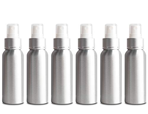 Spray Bottles Aluminum Fine Mist, Empty Mini Travel Spraying Bottles 1.7Oz / 50Ml Portable Refillable Liquid Makeup Containers For Disinfectant, Perfume, Essential Oils - 6 Pack #TOP1