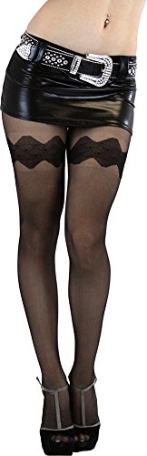 Image of ToBeInStyle Women's Faux Print Suspender Garter Sheers Pantyhose