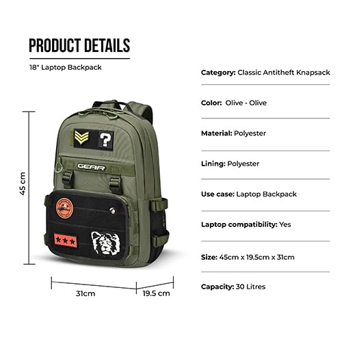 Image of Gear Tactical 18 inch /30L Large Water Resistant School Bag