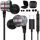 USB C Headphones, Jelanry USB Type C Earbuds Hi-Fi Stereo Headphone Bass Wired Earphones with Mic and Volume Control for Samsung Galaxy S20 FE 5G S21 5G Note 20 Ultra Note 10, Google Pixel 5 OnePlus