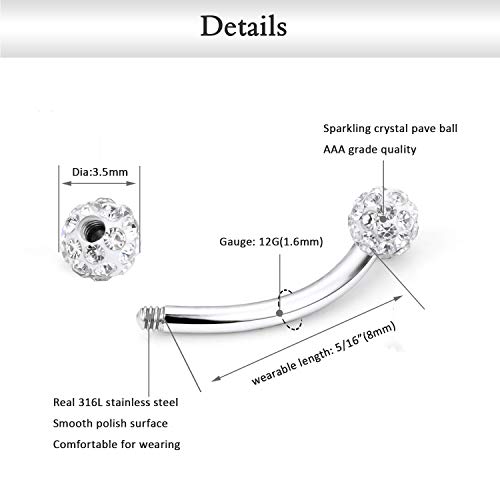 Avyring 16G 8Mm Daith Rook Earrings Stainless Steel With Crystal Ball Cartilage Helix Piercing Rings Jewelry #TOP3